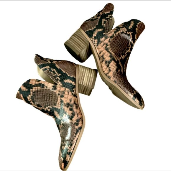 Franco Sarto Roar Snakeskin Embossed Brown/Cognac Bootie Sz 7M #190A - Picture 4 of 7